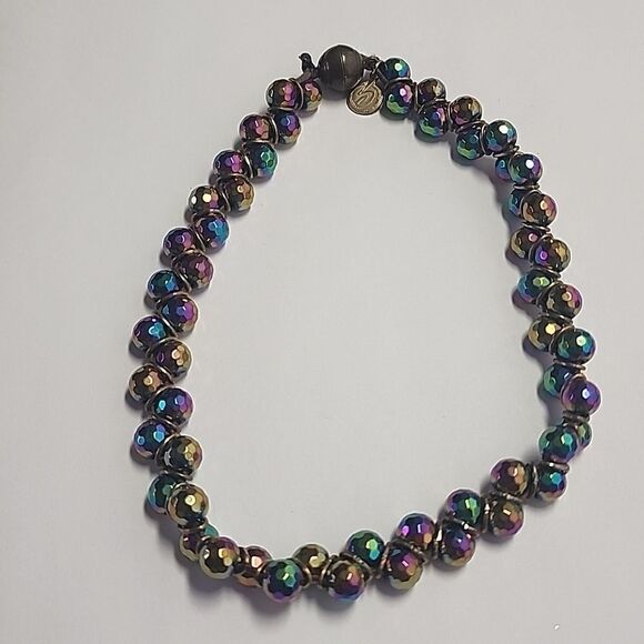 Beautiful Chaos Rainbow Beaded Multifaceted Choker Necklace - Picture 1 of 5